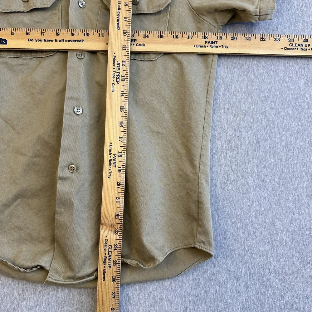 VTG US ARMY Khaki Uniform Short Sleeve Tan Shirt - Sz Small - See Pics